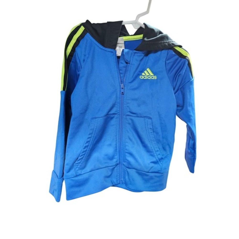 Adidas Toddler Full Zip Hoodie Jacket Blue Green Black 3T